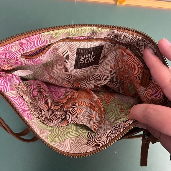 The Sak brown/tan Leather Shoulder Bag Convertible Crossbody Boho Vintage Chic - Picture 5 of 8